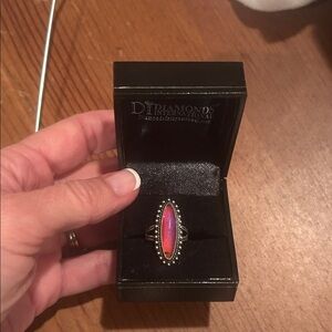 Sterling Native Inspired Ring with Pink Stone Sz 5.75